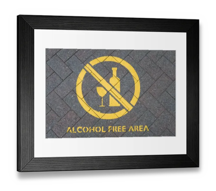 Framed Print : New Zealand, North Island, Raglan, sign for alchohol-free area Framed Print : New Zealand, North Island, Raglan, sign for alchohol-free area