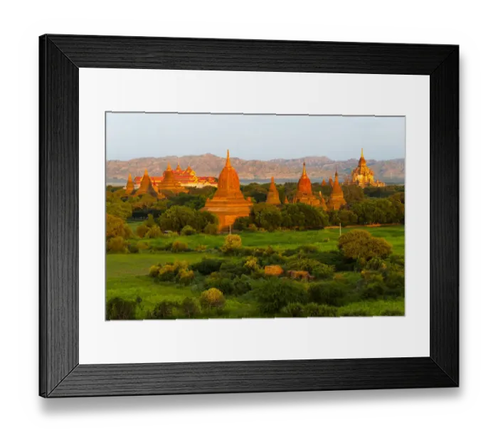 Framed Print : Ancient temple and pagoda rising out of the jungle at sunrise, Bagan, Mandalay Region Framed Print : Ancient temple and pagoda rising out of the jungle at sunrise, Bagan, Mandalay Region