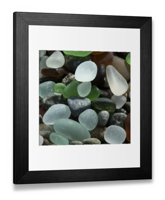Framed Print : USA, California. Natural sea glass on beach