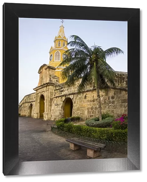 South America, Colombia, Cartagena, The famed Clock Tower, Torre de Reloj, rises