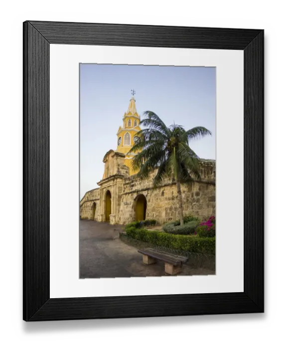 Framed Print : South America, Colombia, Cartagena, The famed Clock Tower, Torre de Reloj, rises