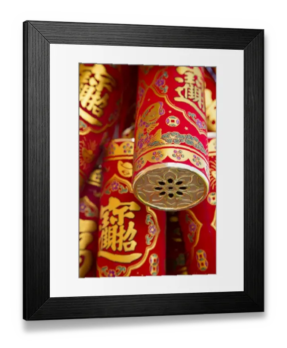 Framed Print : USA, Arizona, Phoenix. Traditional Chinese firecrackers