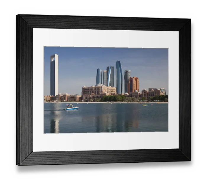 Framed Print : UAE, Abu Dhabi, skyline, ADNOC Tower, Etihad Towers, dusk Framed Print : UAE, Abu Dhabi, skyline, ADNOC Tower, Etihad Towers, dusk