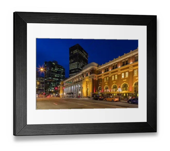 Framed Print : Historic Canadian Pacific Railway building at duskin Vancouver, British Columbia, Canada