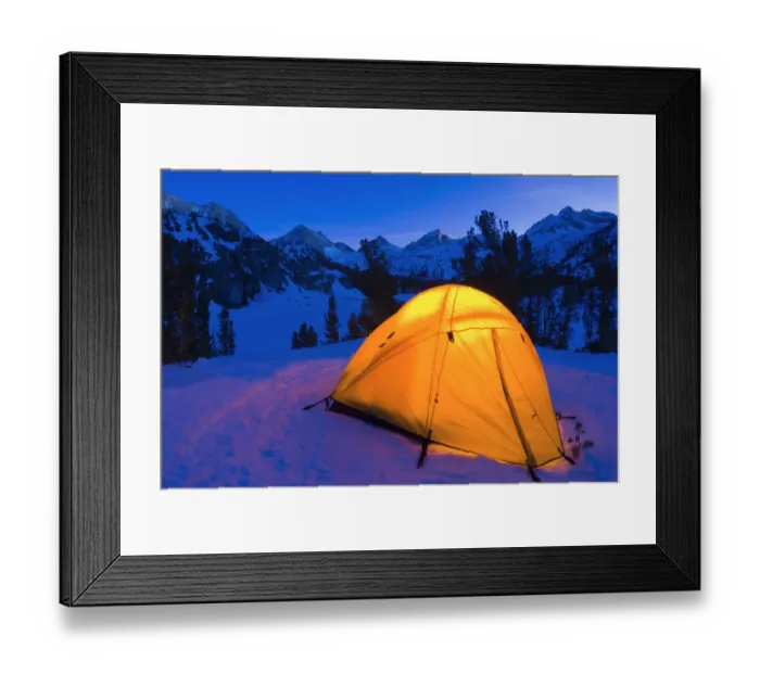 Framed Print : Yellow dome tent in winter, John Muir Wilderness, Sierra Nevada Mountains, California USA Framed Print : Yellow dome tent in winter, John Muir Wilderness, Sierra Nevada Mountains, California USA