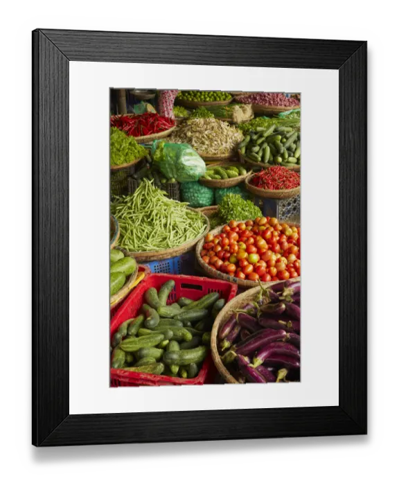 Framed Print : Vegetable stall, Dong Ba Market, Hue, Thua Thien-Hue Province, North Central Coast