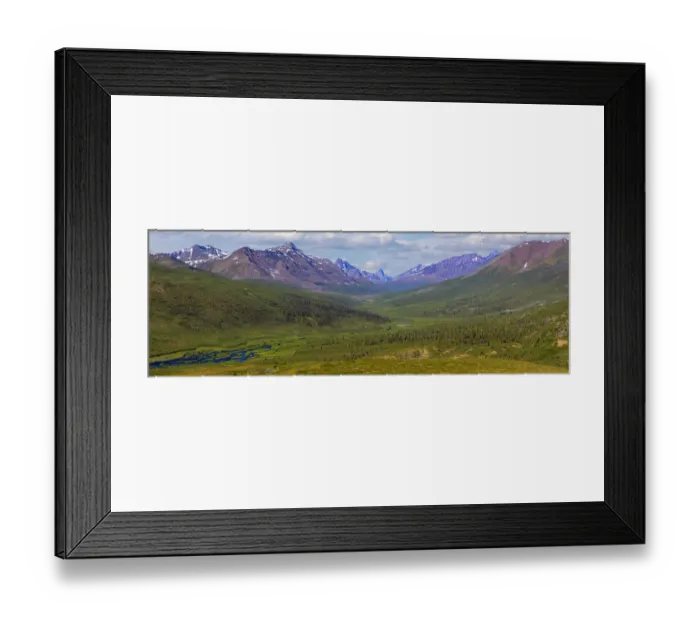 Framed Print : Canada, Yukon Territory. Panorama of Tombstone Range and North Klondike River. Credit as Framed Print : Canada, Yukon Territory. Panorama of Tombstone Range and North Klondike River. Credit as