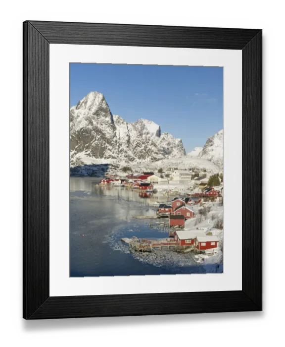 Framed Print : Village Reine on the island Moskenesoya. The Lofoten Islands in northern Norway during winter