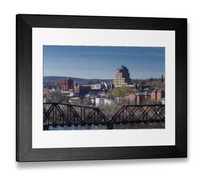 Framed Print : USA, Connecticut, Middletown, elevated town view from the Connecticut River