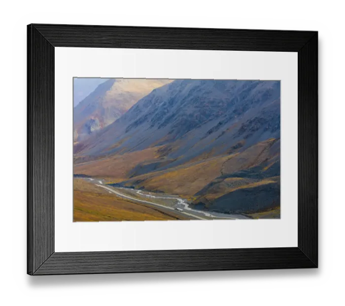 Framed Print : USA, Alaska, Brooks Range. Truck on highway near Atigun Pass Framed Print : USA, Alaska, Brooks Range. Truck on highway near Atigun Pass