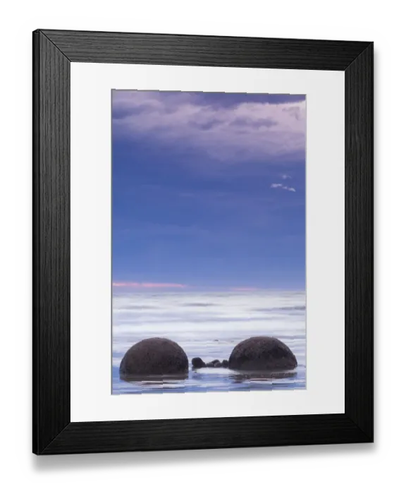 Framed Print : New Zealand, South Island, Otago, Moeraki, Moeraki Boulders also known as Te Kaihinaki