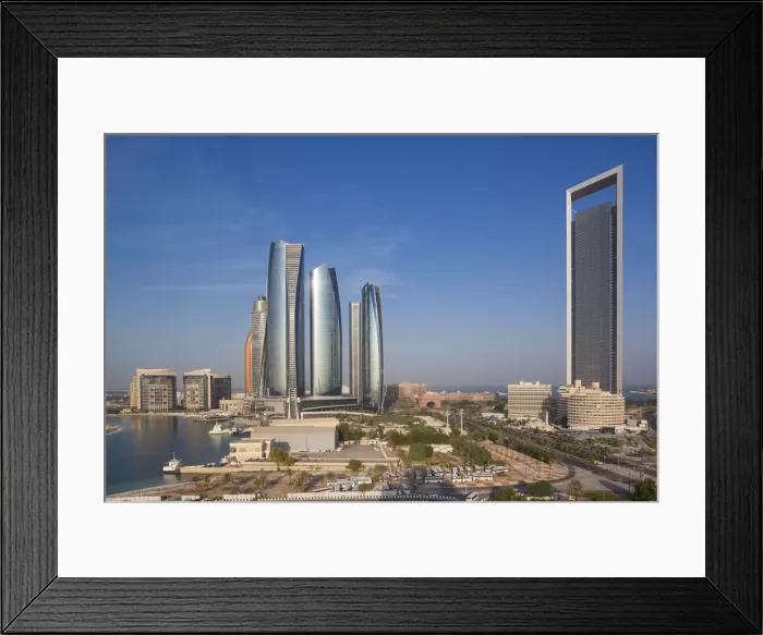 Framed Print : UAE, Abu Dhabi, Etihad Towers and ADNOC Tower
