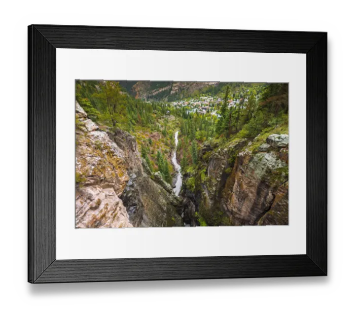Framed Print : Box Canyon and the town of Ouray, Colorado USA