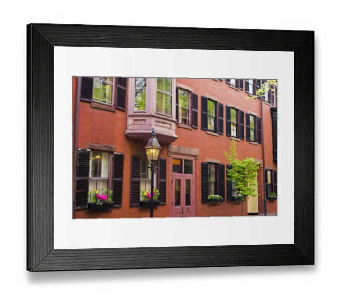 Framed Print : Brick houses and gas street lamp on Beacon Hill, Boston, Massachusetts USA Framed Print : Brick houses and gas street lamp on Beacon Hill, Boston, Massachusetts USA