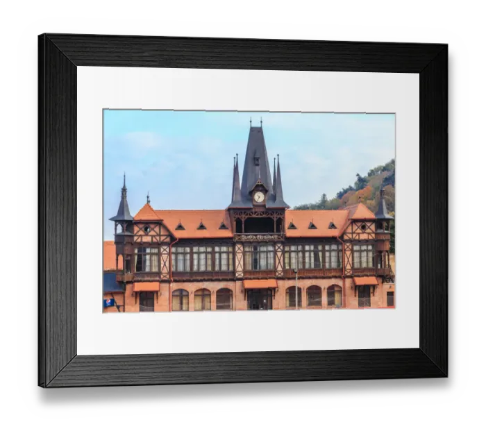 Framed Print : Europe, Romania, Brasov. Poarta Schei district. Olimpia Restaurant near George Street Framed Print : Europe, Romania, Brasov. Poarta Schei district. Olimpia Restaurant near George Street