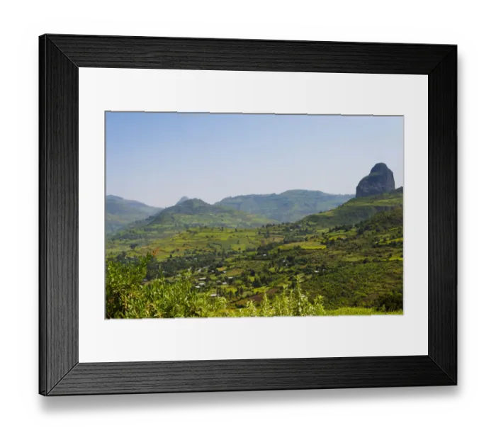 Framed Print : Stone pillar and farmland in the mountain, Bahir Dar, Ethiopia