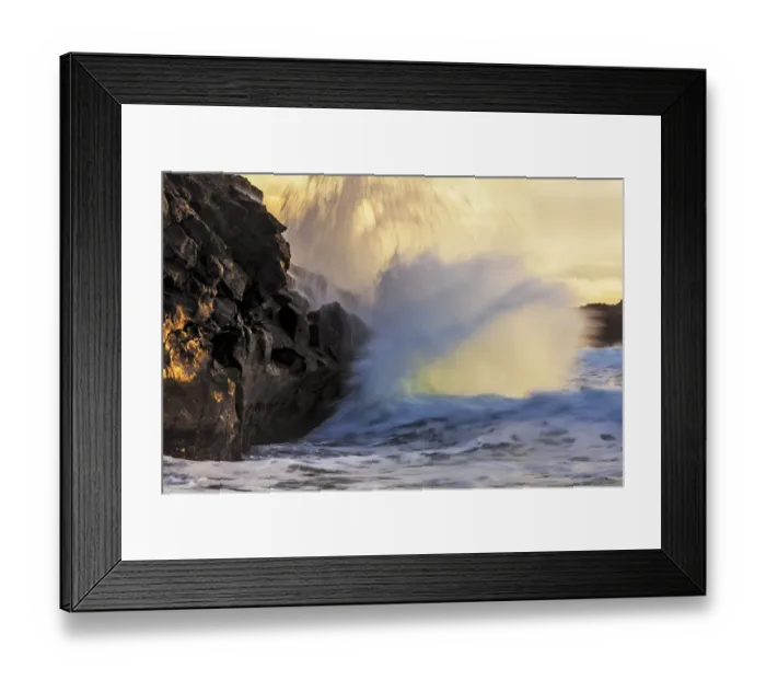 Framed Print : Waves from the North Atlantic ocean crash into sea stacks on the Snaefellsnes Peninsula