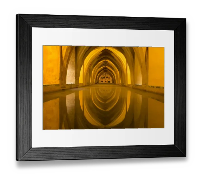 Framed Print : Spain, Andalusia, Seville. The repeating arches of the interior of the baths reflect Framed Print : Spain, Andalusia, Seville. The repeating arches of the interior of the baths reflect