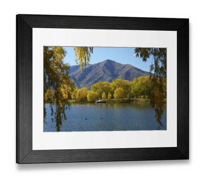 Framed Print : Autumn, Sailors Cutting, Lake Benmore, and Benmore Range, Waitaki Valley, North Otago