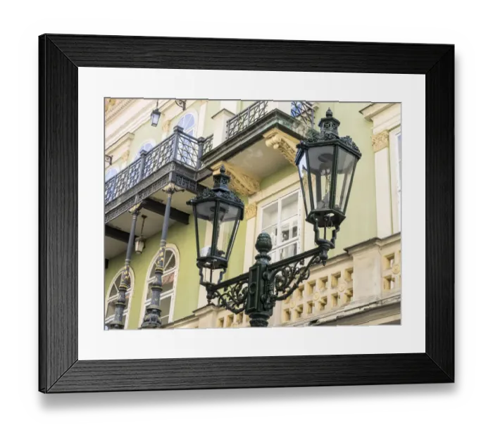 Framed Print : Europe, Czech Republic, Prague. Street lamppost in old town Prague