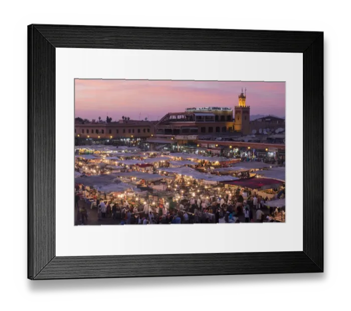 Framed Print : Africa, Morocco. Sunset over the famous Djemaa El-Fna square in Marrakech Framed Print : Africa, Morocco. Sunset over the famous Djemaa El-Fna square in Marrakech