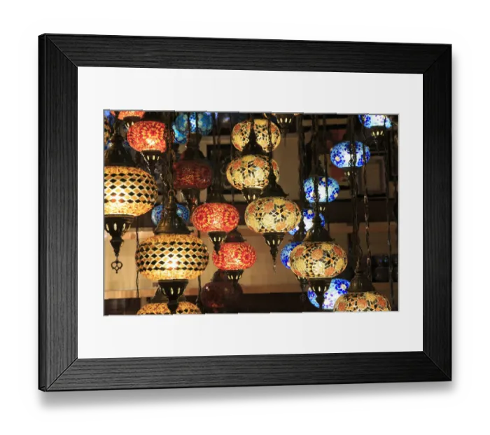 Framed Print : Turkey, Marmara region, Bursa Provice, Bursa, colorful, glass mosaic lamps