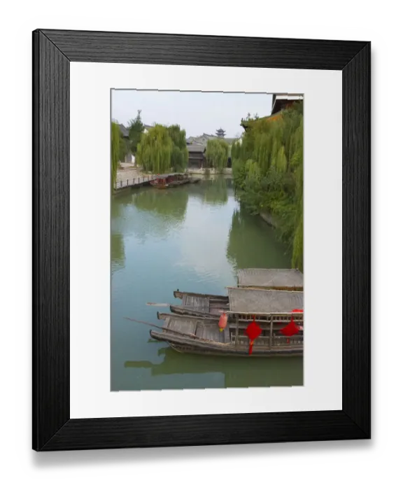 Framed Print : Traditional houses and boats on the Grand Canal, Taierzhuang Ancient Town, Shandong Province Framed Print : Traditional houses and boats on the Grand Canal, Taierzhuang Ancient Town, Shandong Province