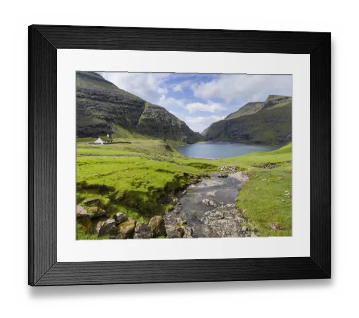 Framed Print : The valley of Saksun, one of the main attractions of the Faroe Islands. The island Streymoy Framed Print : The valley of Saksun, one of the main attractions of the Faroe Islands. The island Streymoy