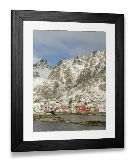 Framed Print : Village A i Lofoten on the island Moskenesoya Framed Print : Village A i Lofoten on the island Moskenesoya
