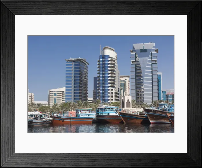 Framed Print : UAE, Dubai, Deira, Dhow ships on Dubai Creek Framed Print : UAE, Dubai, Deira, Dhow ships on Dubai Creek