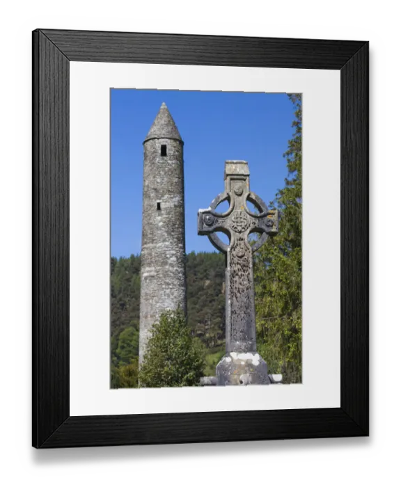 Framed Print : Ireland, County Wicklow, Glendalough, ancient monastic settlement started by St. Kevin