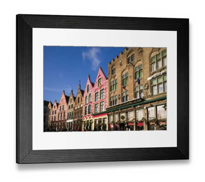 Framed Print : Belgium, Bruges, The Markt, market square buildings Framed Print : Belgium, Bruges, The Markt, market square buildings