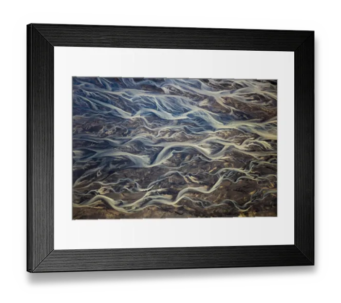 Framed Print : Aerial of braided rivers, Iceland Framed Print : Aerial of braided rivers, Iceland