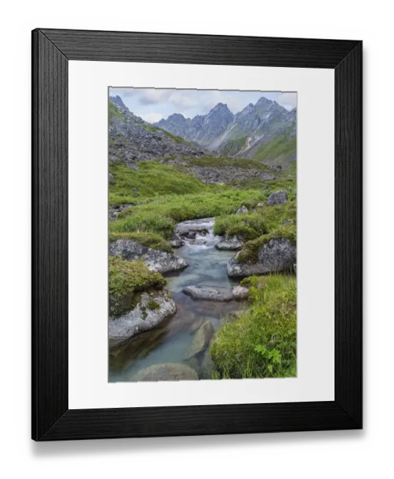 Framed Print : USA, Alaska, Talkeetna Mountains. Landscape with Archangel Creek Framed Print : USA, Alaska, Talkeetna Mountains. Landscape with Archangel Creek