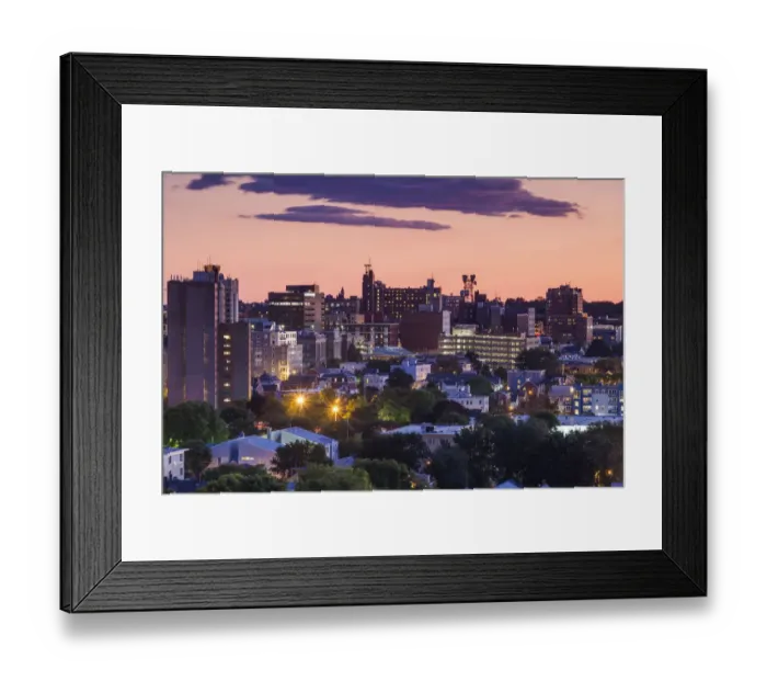 Framed Print : USA, Maine, Portland, skyline from Munjoy Hill at dusk Framed Print : USA, Maine, Portland, skyline from Munjoy Hill at dusk