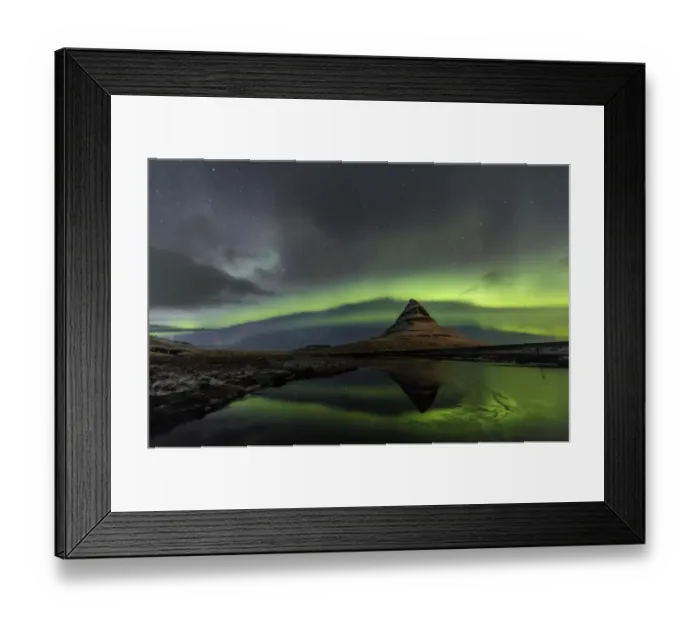 Framed Print : Aurora borealis reflects below Kirkjufell aka Church Mountain on the Snaefellsnes Framed Print : Aurora borealis reflects below Kirkjufell aka Church Mountain on the Snaefellsnes