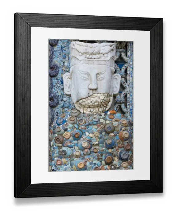 Framed Print : Porcelain House (also known as China House), with chinaware cemented and glued onto the building