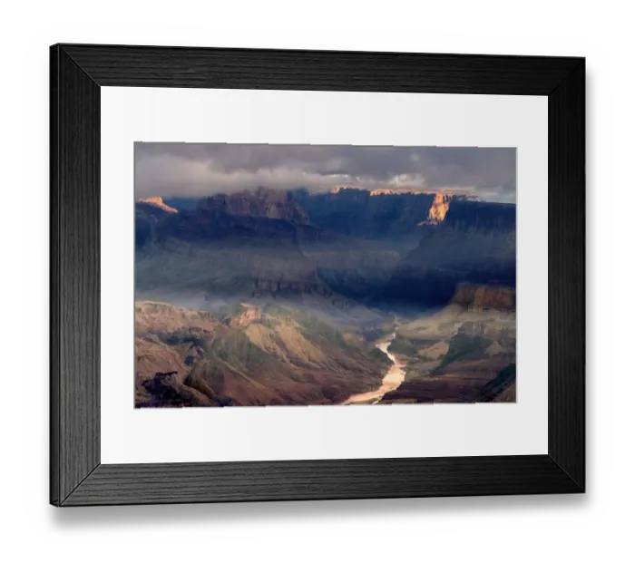 Framed Print : USA, Arizona, Grand Canyon National Park. Overview of canyon and Colorado River. Credit as Framed Print : USA, Arizona, Grand Canyon National Park. Overview of canyon and Colorado River. Credit as