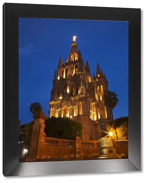 North America; Mexico; San Migel de Allende; Evening Lights Parroquia Archangel Church
