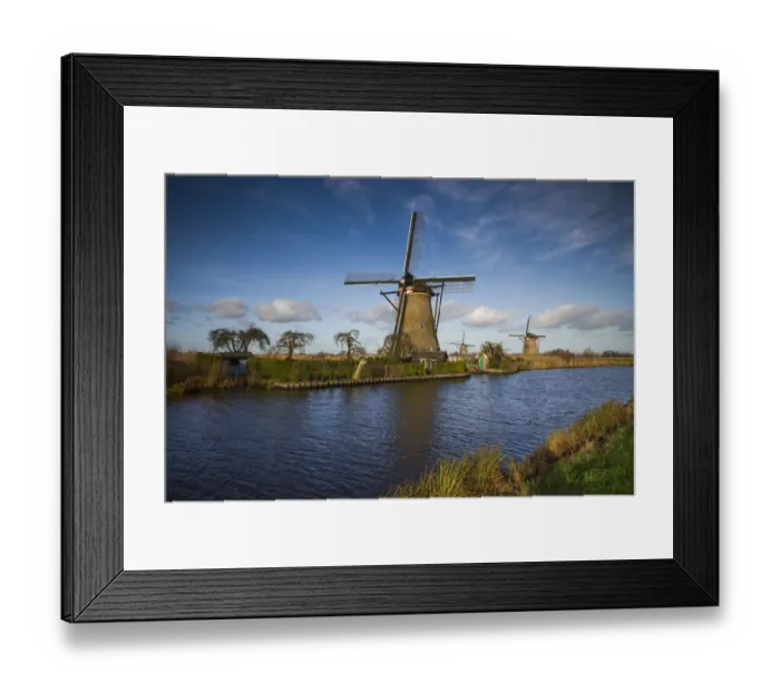 Framed Print : Netherlands, Kinderdijk, Traditional Dutch windmills