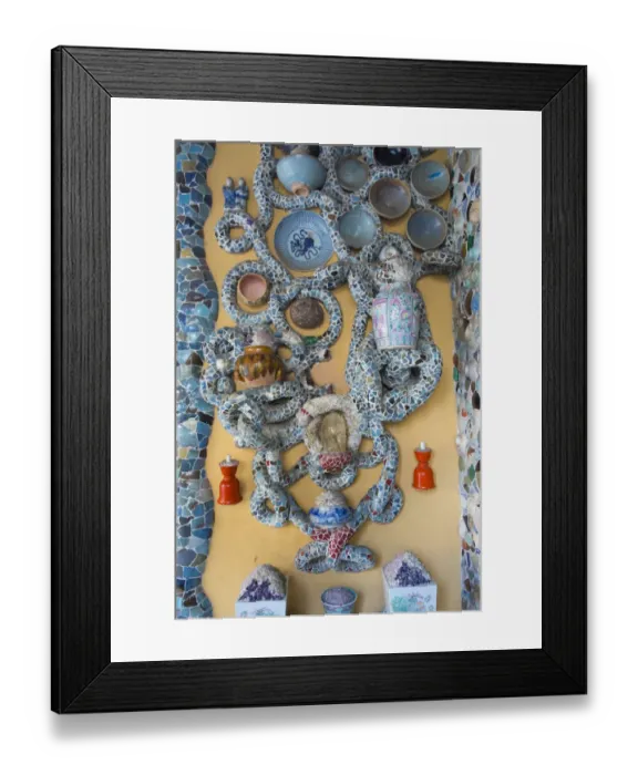 Framed Print : Porcelain House (also known as China House), with chinaware cemented and glued onto the building Framed Print : Porcelain House (also known as China House), with chinaware cemented and glued onto the building