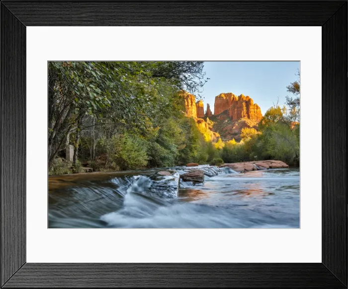 Framed Print : United States, Arizona, Sedona, Red Rock Crossing, Flowing Water with Rock and Trees Framed Print : United States, Arizona, Sedona, Red Rock Crossing, Flowing Water with Rock and Trees