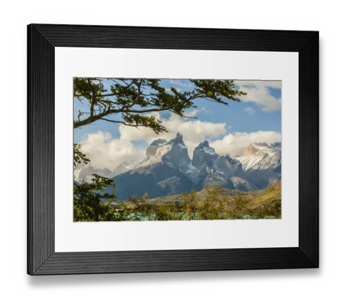 Framed Print : South America, Chile, Patagonia. Lake Pehoe and The Horns mountains Framed Print : South America, Chile, Patagonia. Lake Pehoe and The Horns mountains