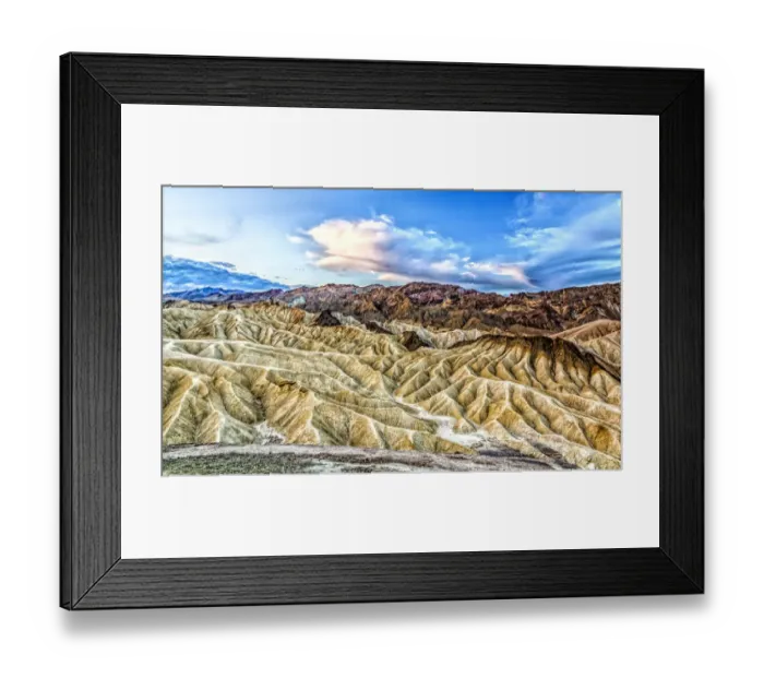 Framed Print : California; Death Valley; Death Valley National Park; Zabriskie Point; USA