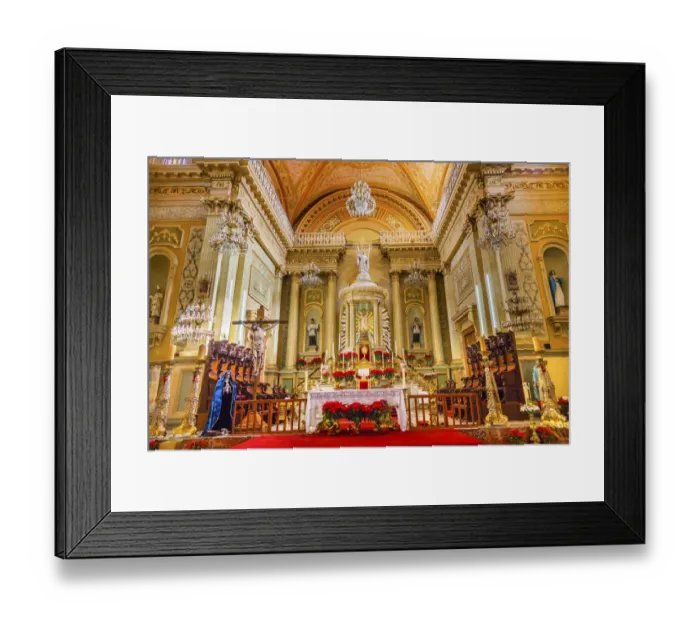Framed Print : Our Lady of Guanajuato Basilica Altar Mary Statue Christmas Guanajuato, Mexico Basilica