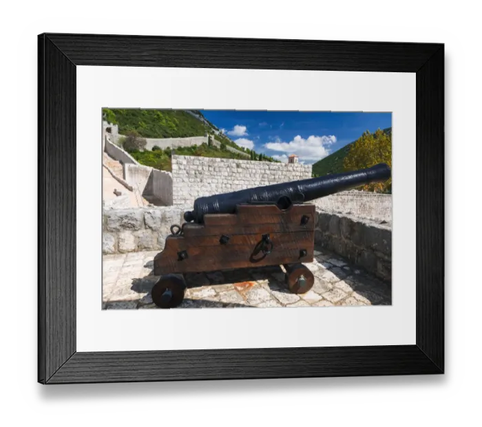 Framed Print : Cannon on the Great Wall, Ston, Dalmatian Coast, Croatia