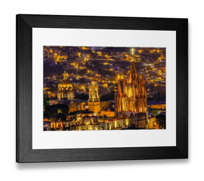 Framed Print : San Miguel de Allende, Mexico, Miramar Overlook Night Parroquia Archangel Church Close Up Framed Print : San Miguel de Allende, Mexico, Miramar Overlook Night Parroquia Archangel Church Close Up