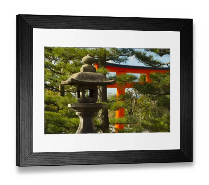 Framed Print : Stone lantern and Torii gate in Fushimi Inari Shrine, Kyoto, Japan Framed Print : Stone lantern and Torii gate in Fushimi Inari Shrine, Kyoto, Japan
