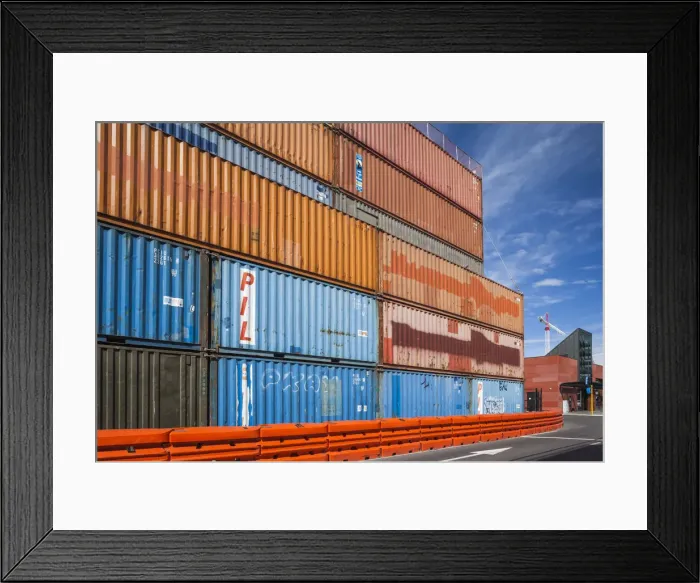 Framed Print : New Zealand, South Island, Christchurch, post-2011 earthquake rebuilding and cargo Framed Print : New Zealand, South Island, Christchurch, post-2011 earthquake rebuilding and cargo