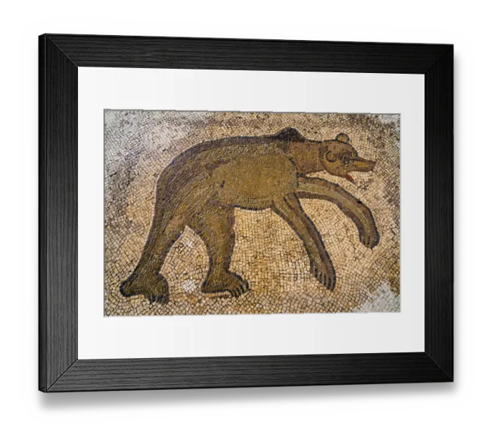 Framed Print : Byzantine bear mosaic, the Theater, Roman ruins of Bulla Regia, Tunisia, North Africa